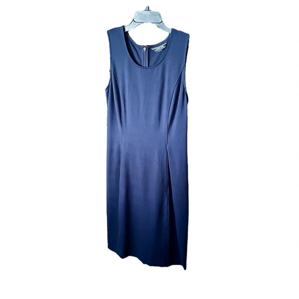 Lands End women’s knee length sleeveless ponte sheath dress SZ 4 navy blue